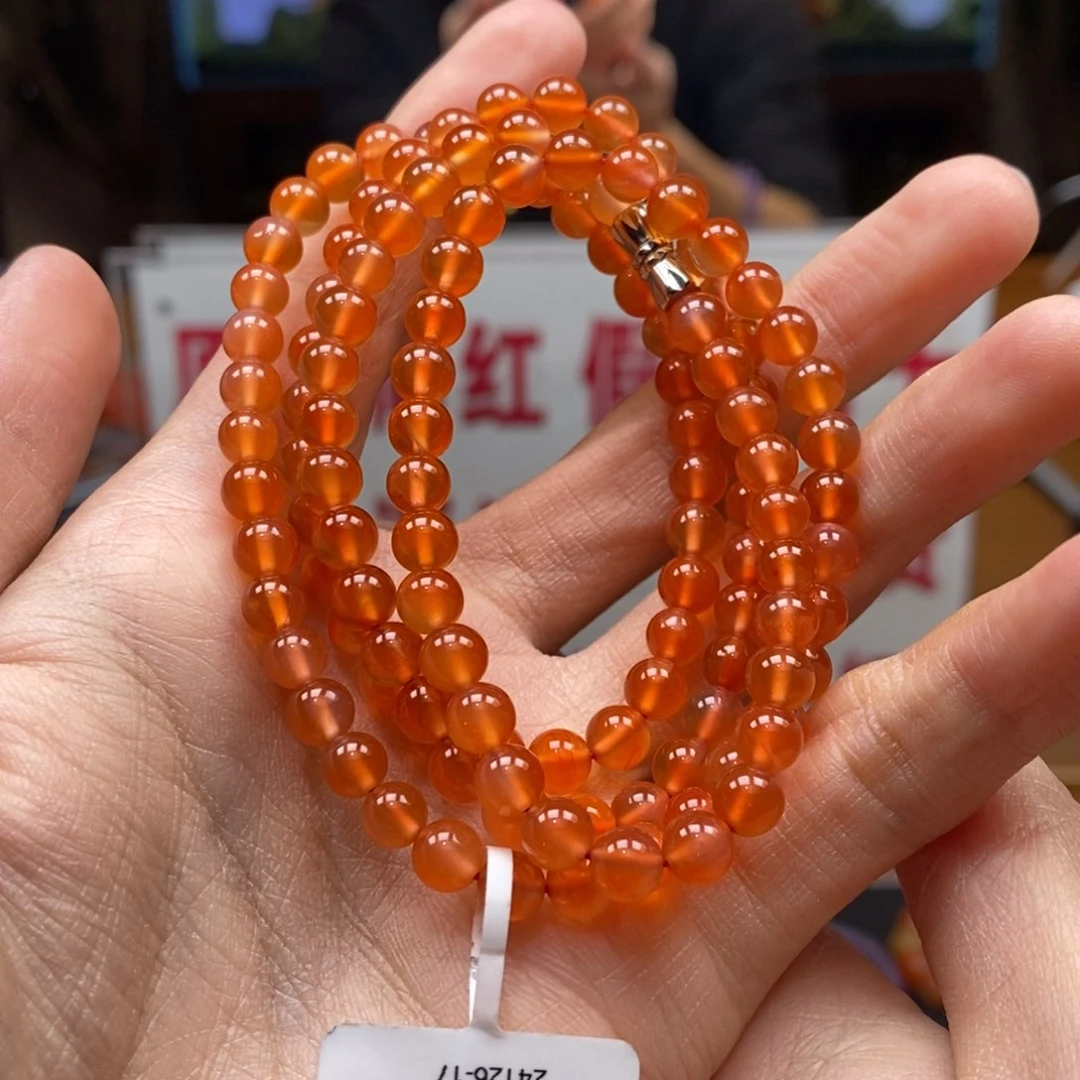 南红玛瑙串未镶嵌5.8mm冰黄