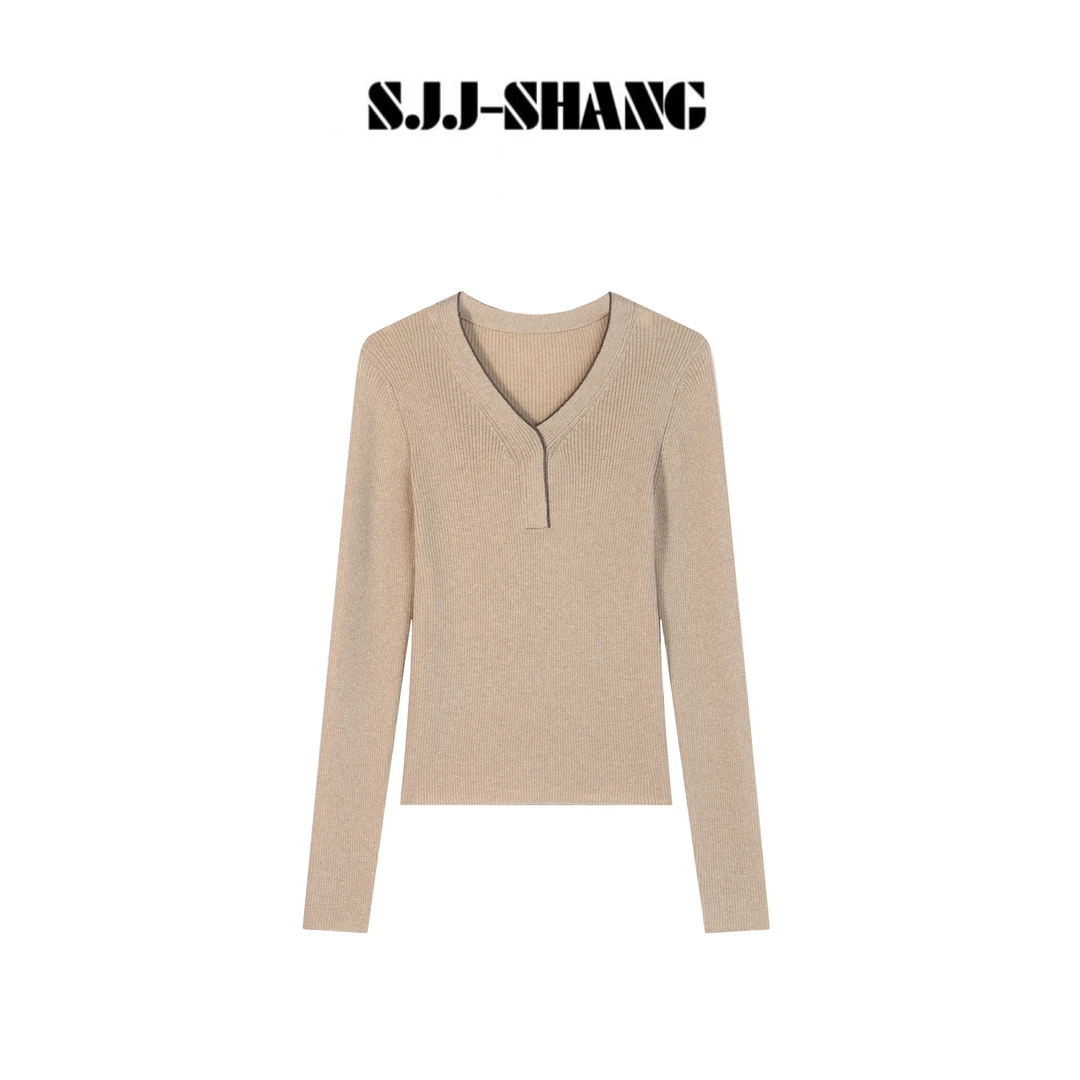 SJJ-SHANG【暖昔】羊毛混纺时尚简约长袖针织衫q135013p