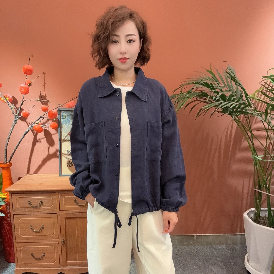 女装韩版秋季长袖简约INS风短外套常规款翻领时尚