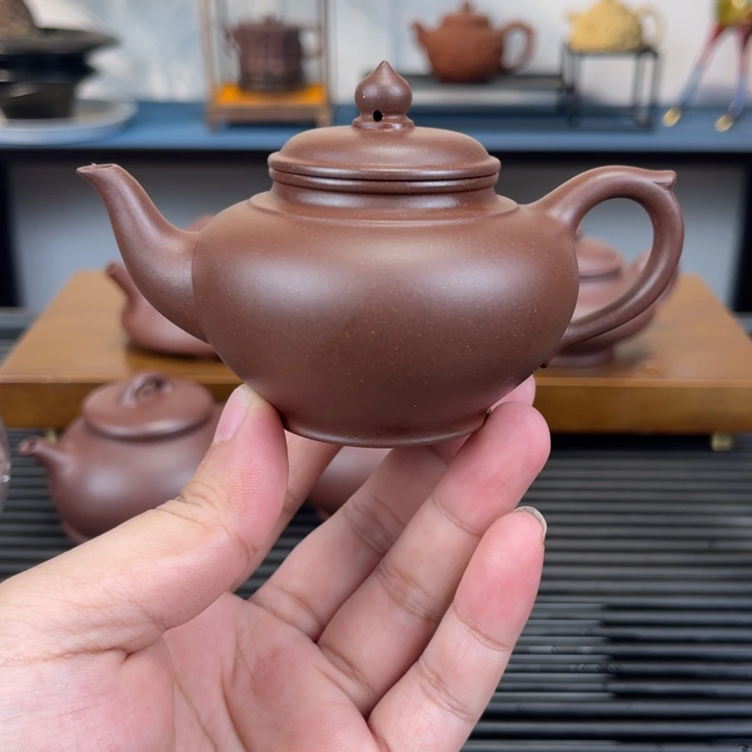 茶壶紫砂110毫升半手工紫泥笑樱