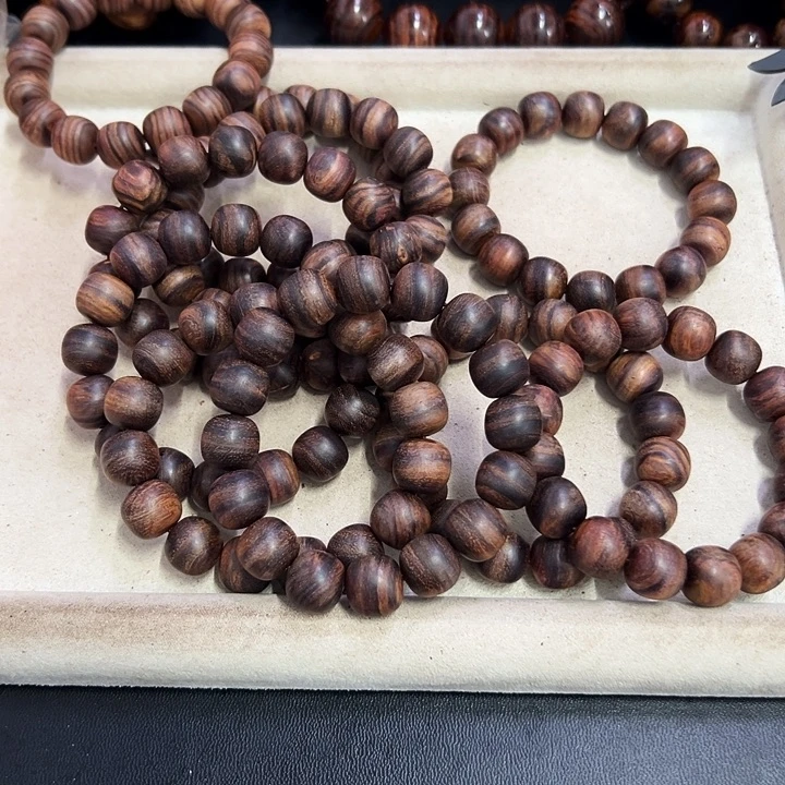 黄花梨/降香黄檀手串/手链14mm左右桶珠无胶无腊山料