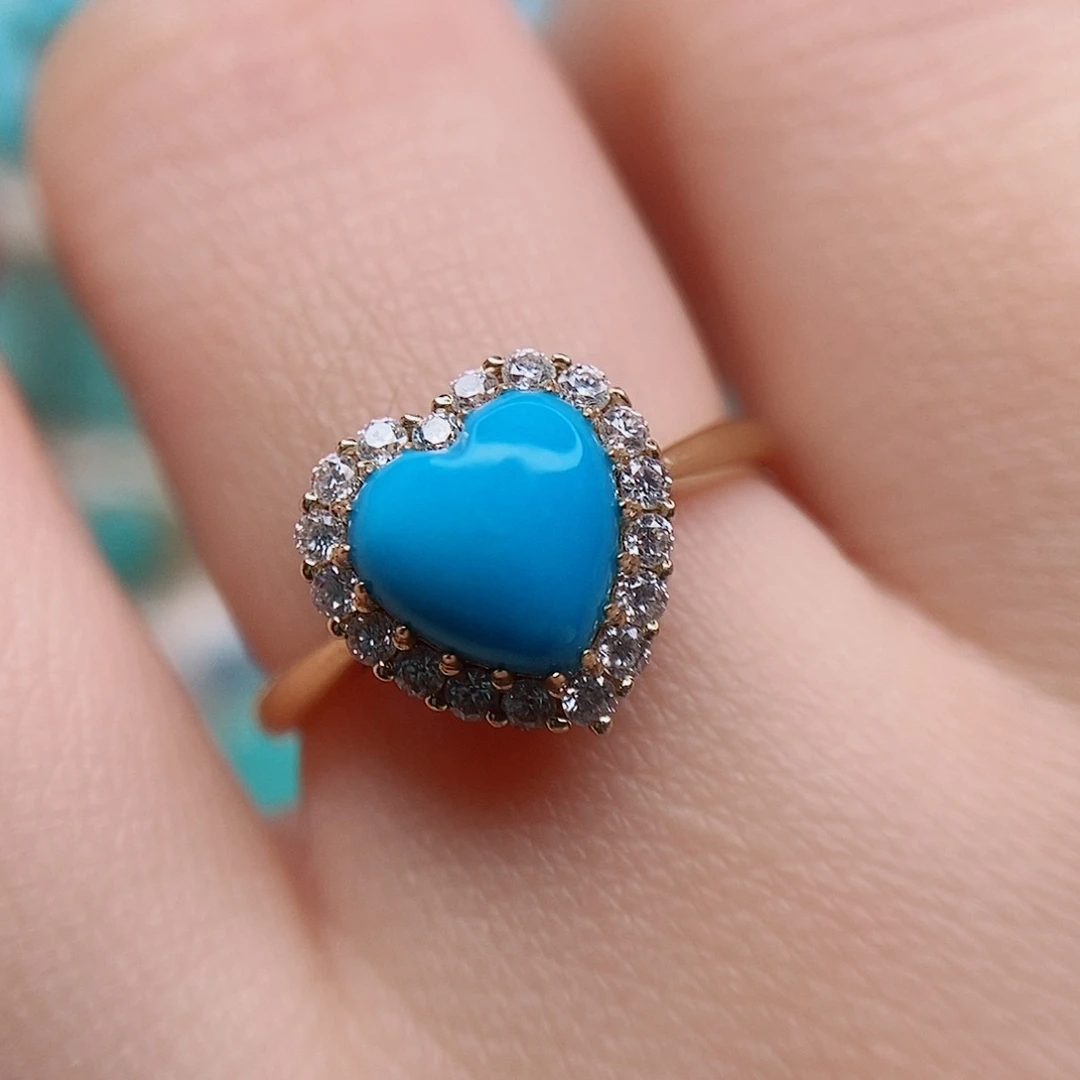 绿松石戒指18K金镶嵌