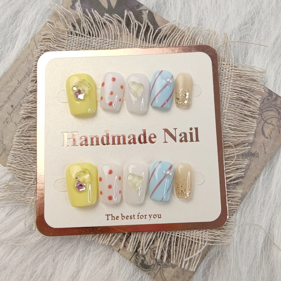 【全疆包邮057】高级纯欲纯手工穿戴甲ins风穿戴式可爱时尚美甲气质