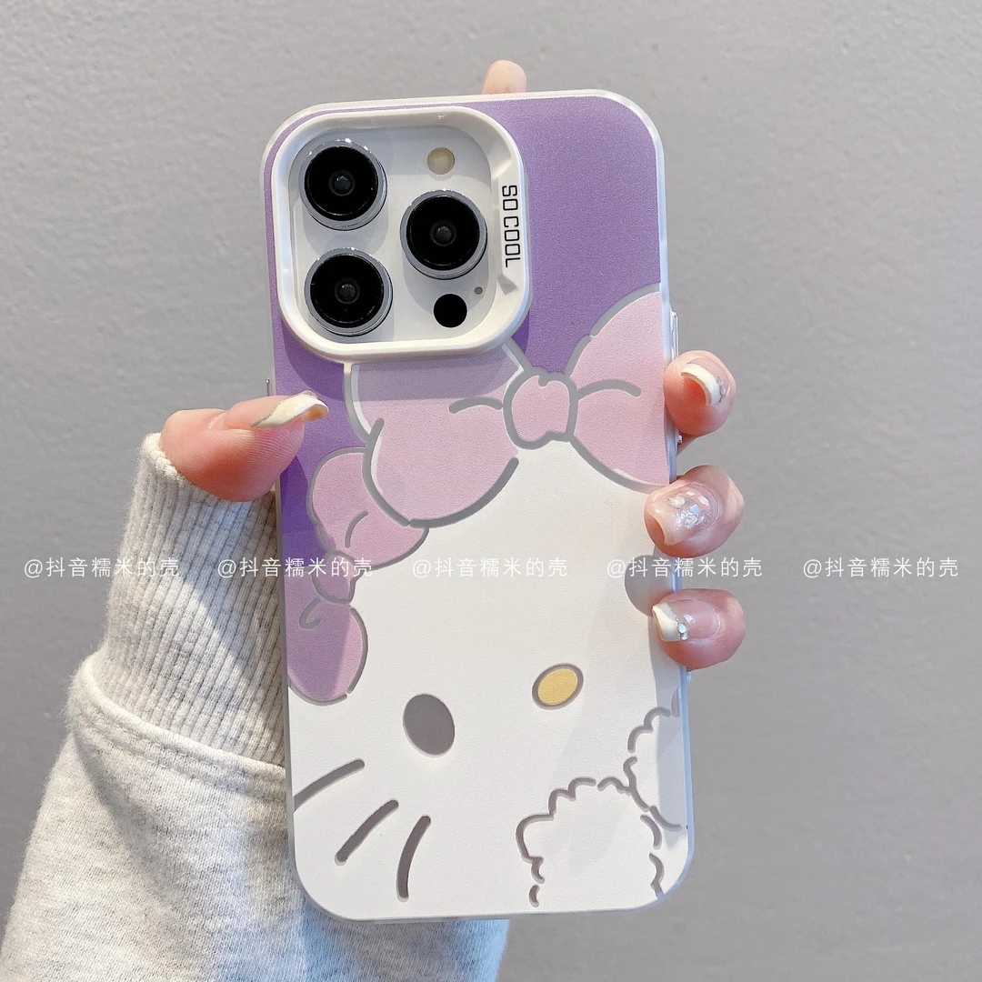 （苹果）磨砂彩银适用iphone16pro/15/14/13/12/11紫色凯蒂潮手机壳