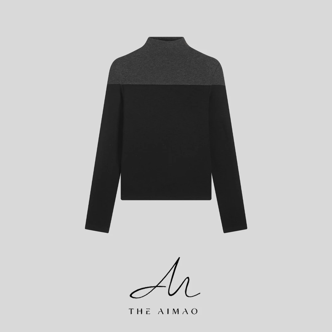 【THE AIMAO】艺术叠穿”兰精天丝莫代尔精棉混纺撞色打底衫XYX82960