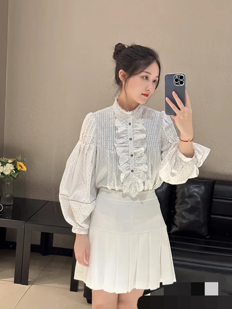 女装白色高腰百褶半身裙微脏5200171-9161