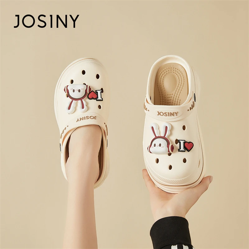 卓诗尼洞洞鞋女2025新款夏季外穿防滑轻便踩屎感包头增高沙滩鞋女