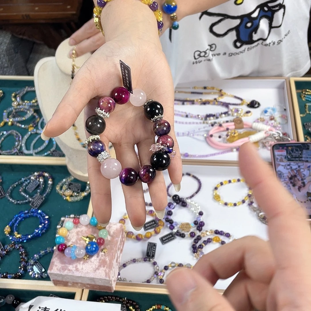 水晶手链银S925镀金镶嵌