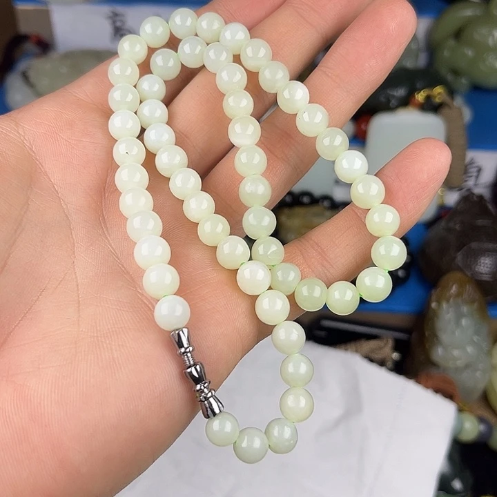 和田玉未镶嵌颈饰新疆和田玉且末青白项链