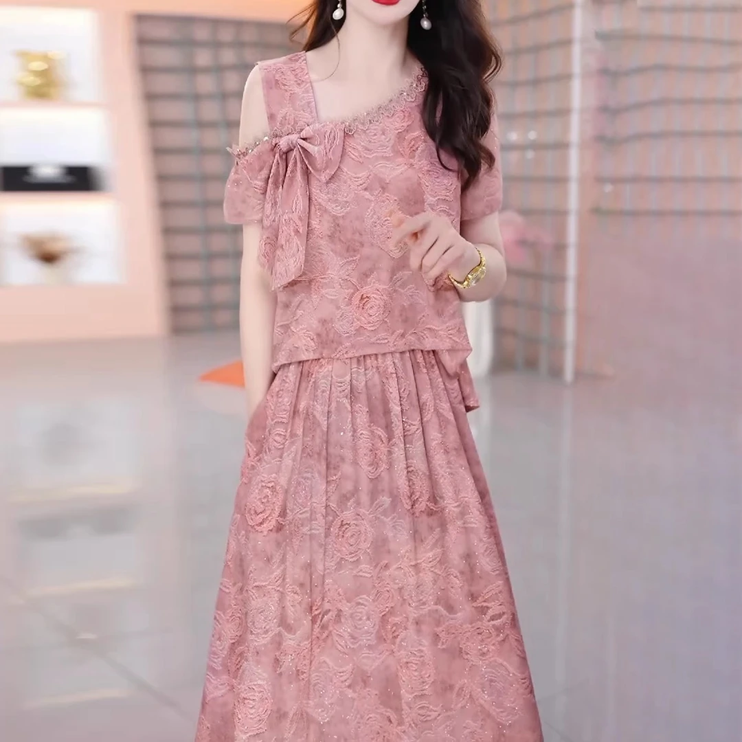 【莫瑞】连衣裙2025新款女夏季十三行今年流行爆款气质名媛两件套装