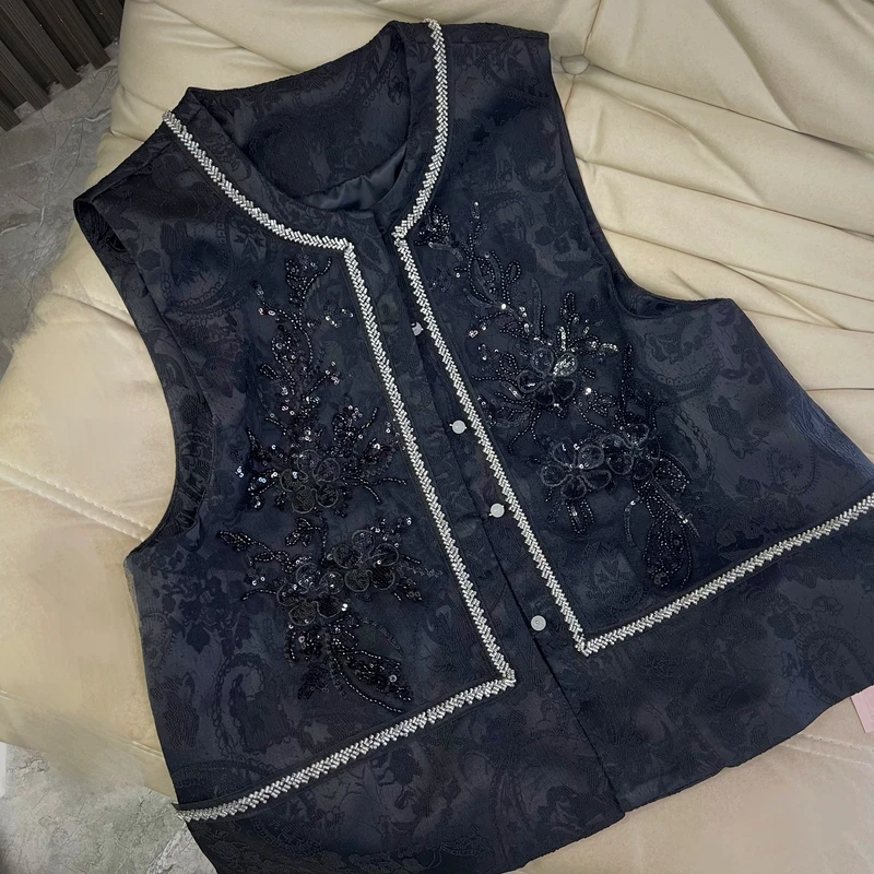 【亮片花】新中式国风气质女款时尚复古风新款网红重工刺绣