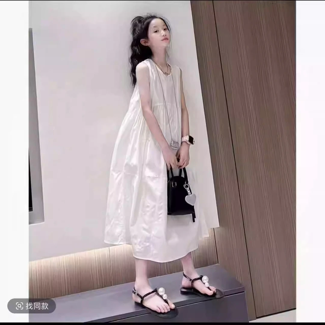 女童法式连衣裙夏季2025新款洋气儿童长裙洋气背心裙公主度假裙子