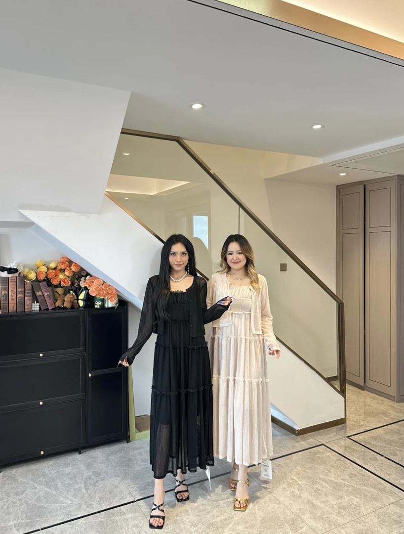 A&N   【海风轻舞】夏季法式气质褶皱吊带裙摆长连衣裙