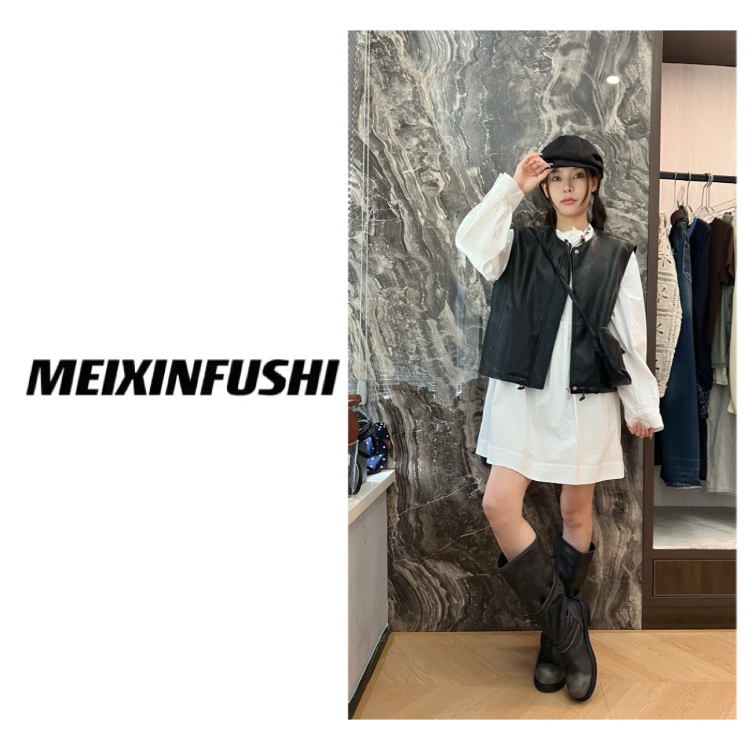 【Mei Xin】双口袋净版皮马甲/7216/D（No退No换）