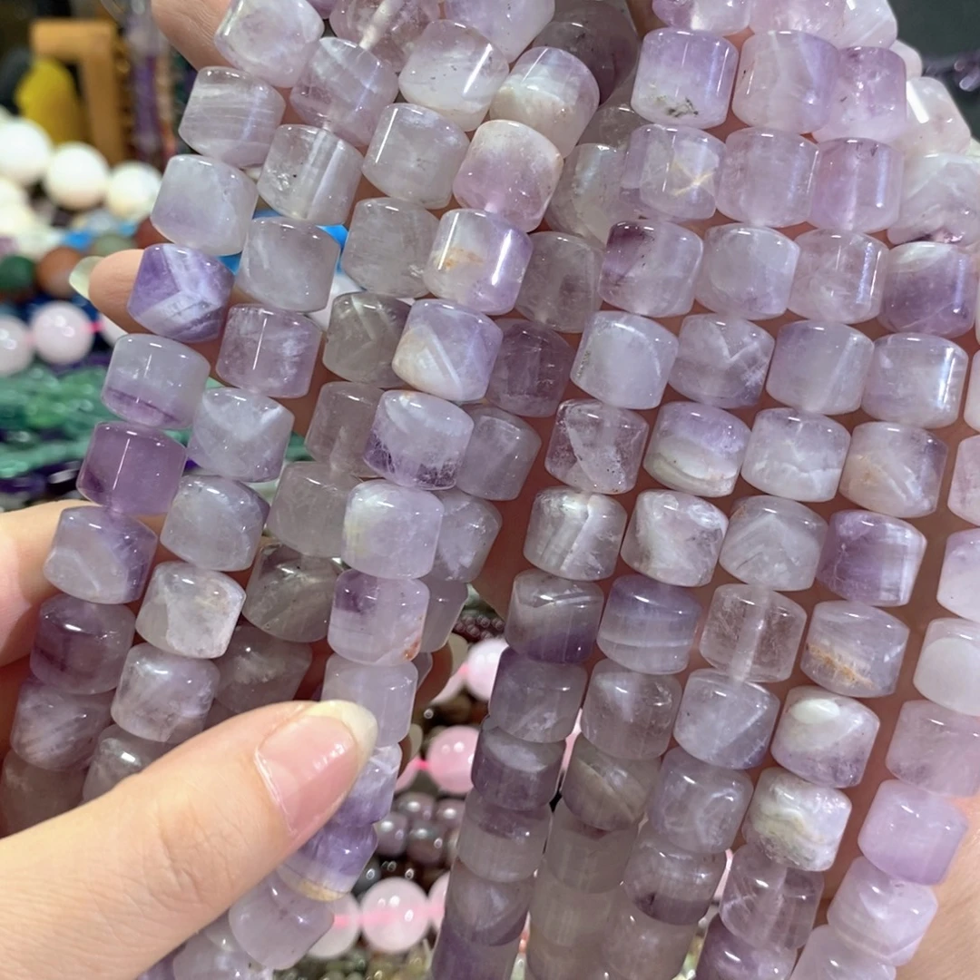 未镶嵌玛瑙/玉髓珠宝半成品紫水晶墩礅一条卡12mm