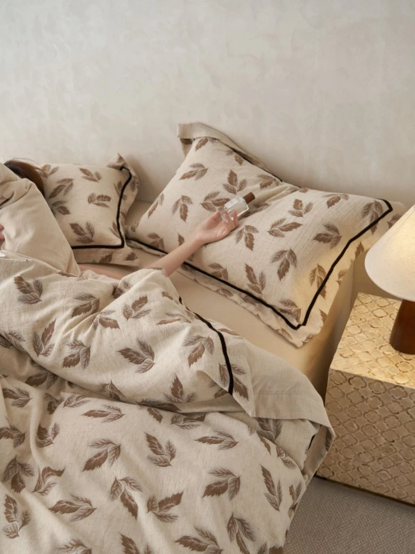 【木瑾】高级法式素雅棉麻 柔软透气 复古提花四件套