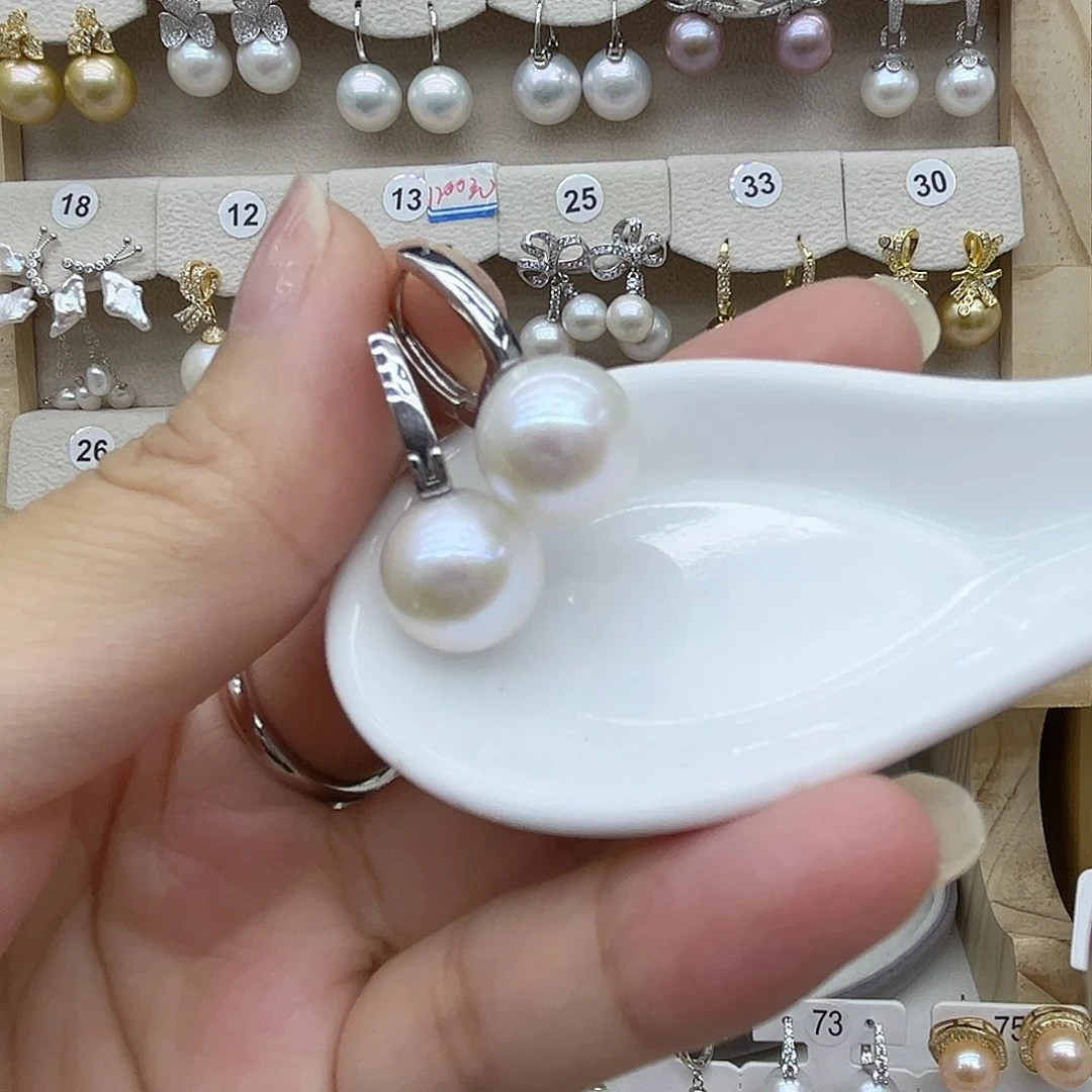 银S925镶嵌淡水珍珠耳饰