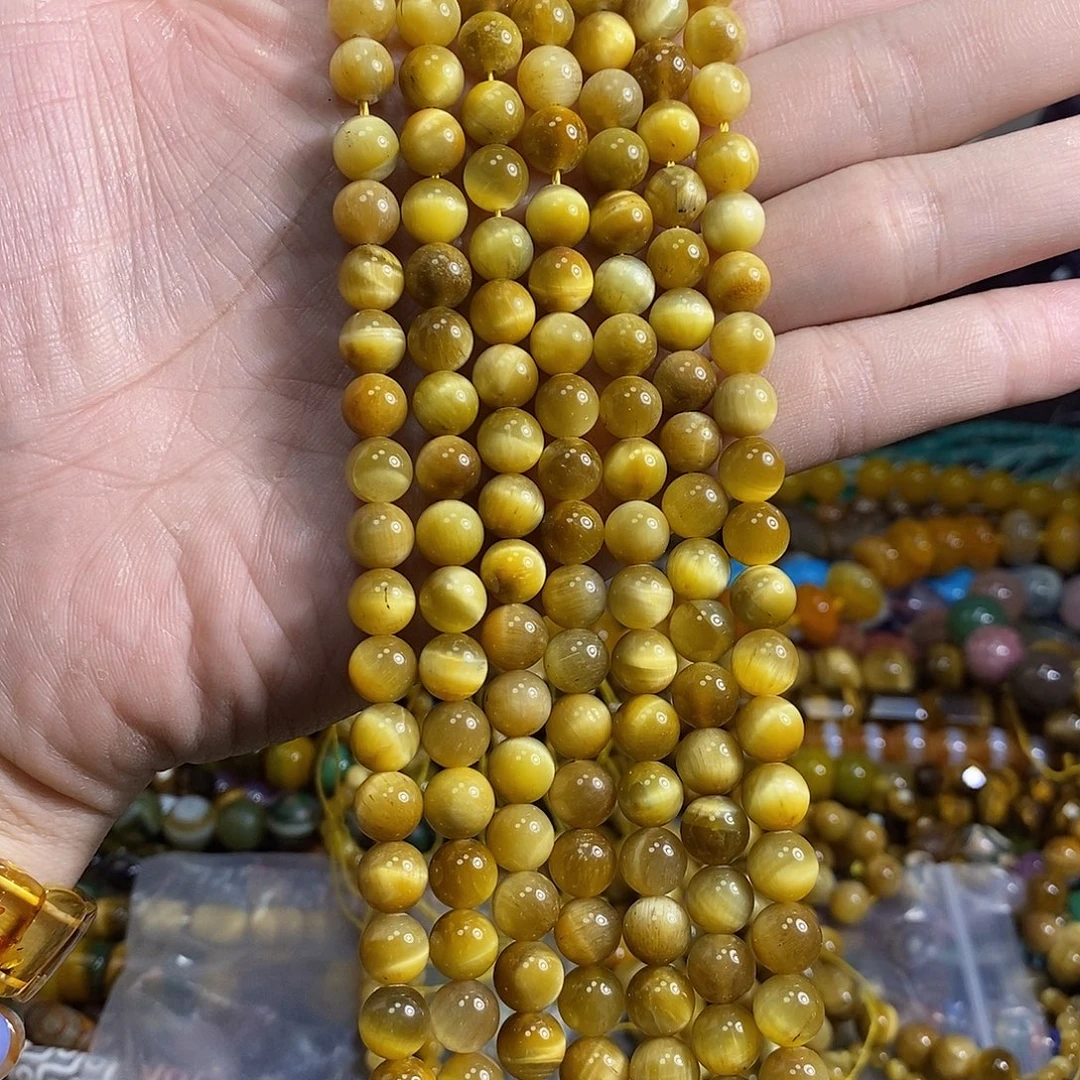 石英质玉未镶嵌，A品金虎眼8mm，