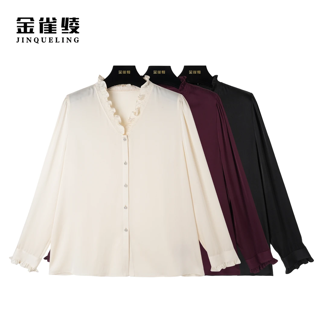 金雀绫【仲夏夜】真丝新款轻奢气质时尚桑蚕丝衬衫B23138