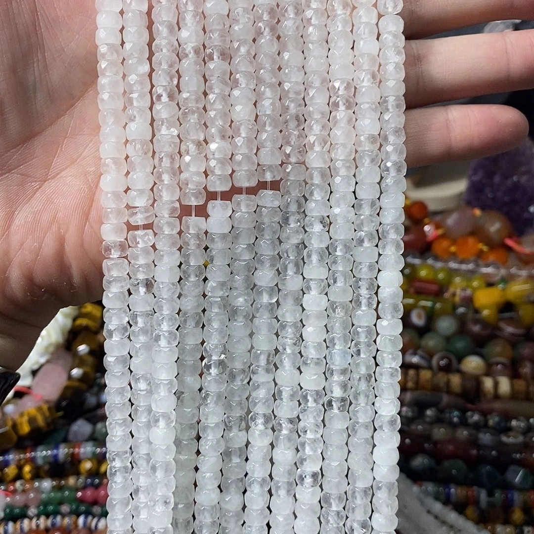 石英质玉未镶嵌，天然白水晶直切隔片7mm，切面，