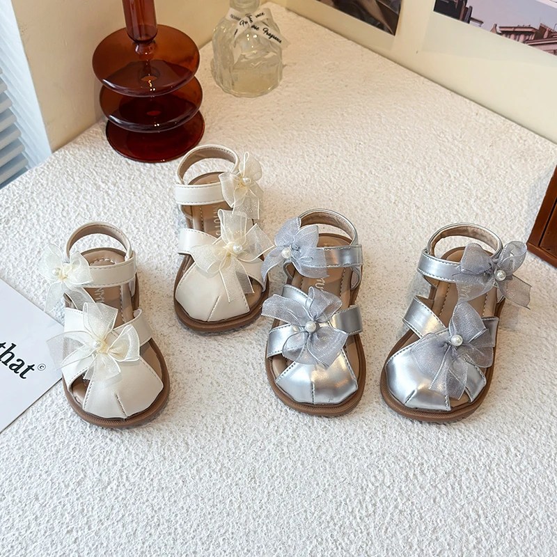 女童公主鞋2025春季新款小单鞋公主气质软底防滑蕾丝蝴蝶结款