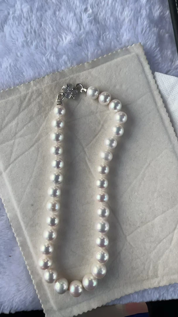 天然珍珠14-15mm白色强光全珠链