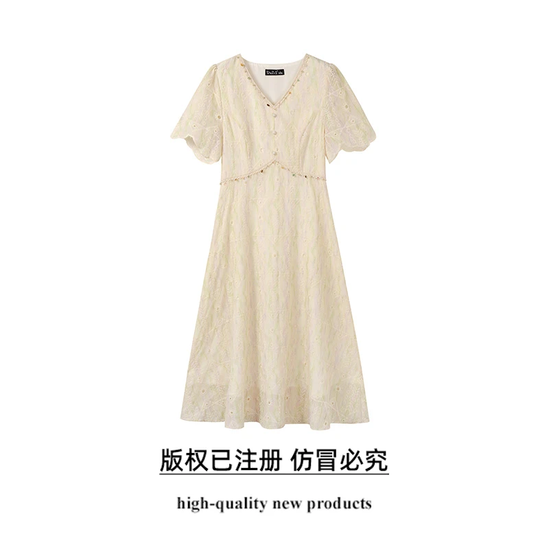 奢姿大码女装2025年夏季时尚简约V领连衣裙胖妹妹气质减龄裙子