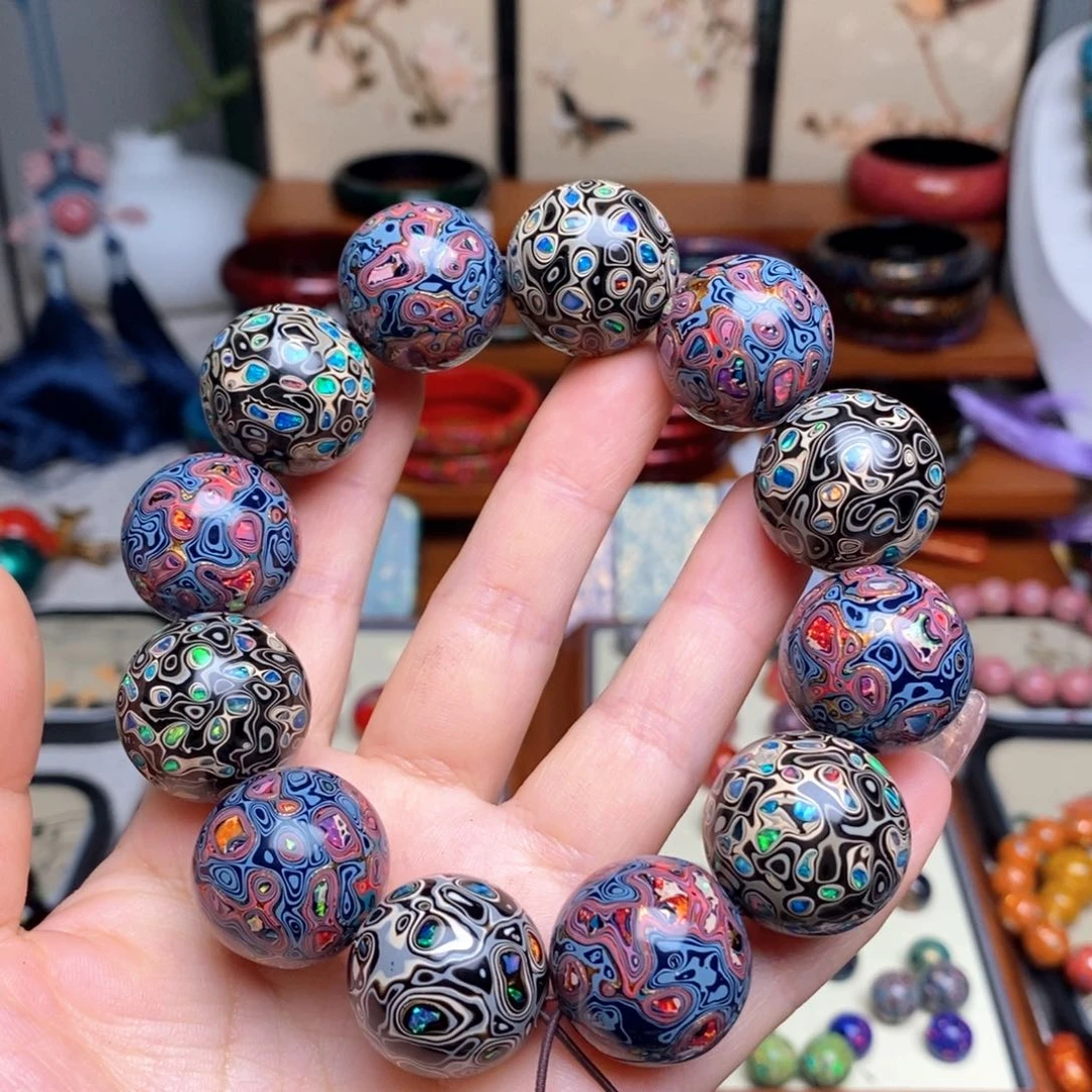 随**据大漆珠21mm犀皮纹精品手串