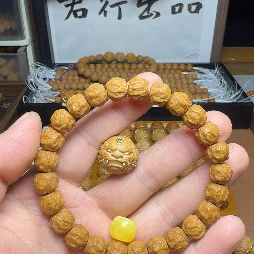 冰***核桃手串/手链全品龙蛇搭配唐狮红色