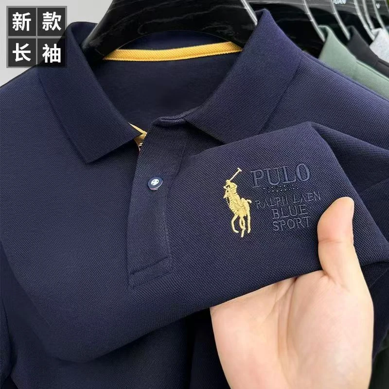保罗长袖轻奢高品质男装百搭潮流宽松商务运动休闲POLO衫夏冬秋季