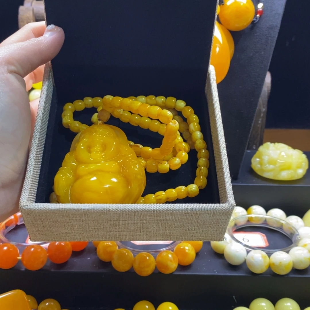 懒****非金属老蜡飘花大佛牌108念珠全品无暇