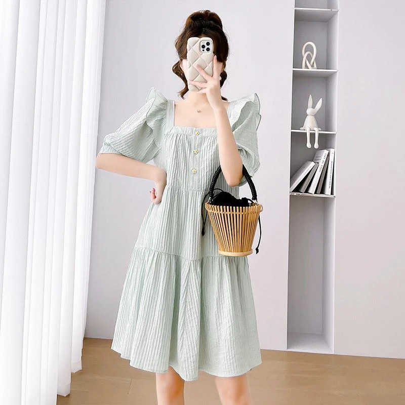 新款韩版时尚孕妇宽松显瘦甜美减龄大码连衣裙孕妇裙孕妇装中长款