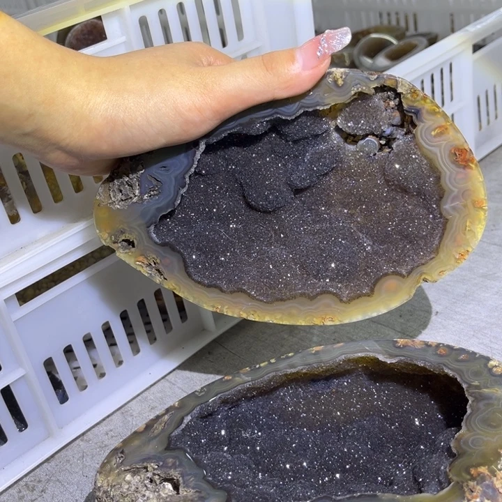 未镶嵌珠宝半成品水晶黑晶盆