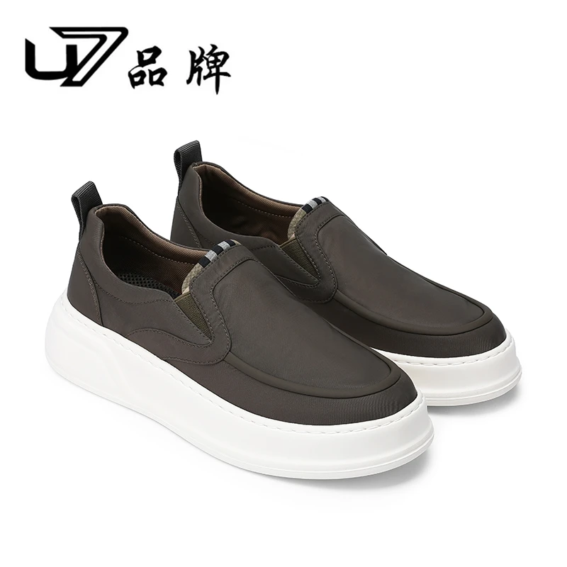 U7品牌男鞋 降落伞布 轻便男士软底潮流一脚蹬时尚百搭休闲布鞋