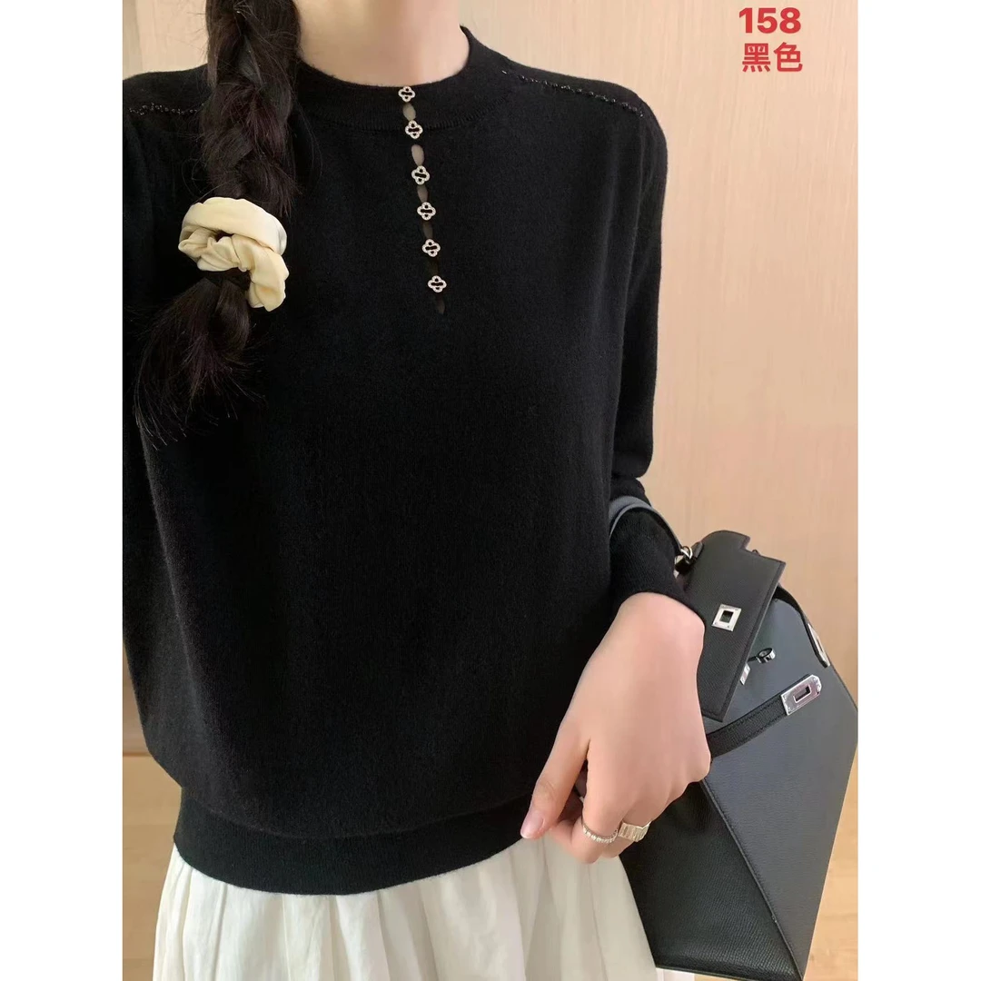 花花/158-春秋季高级针织小衫女设计感显瘦针织衫