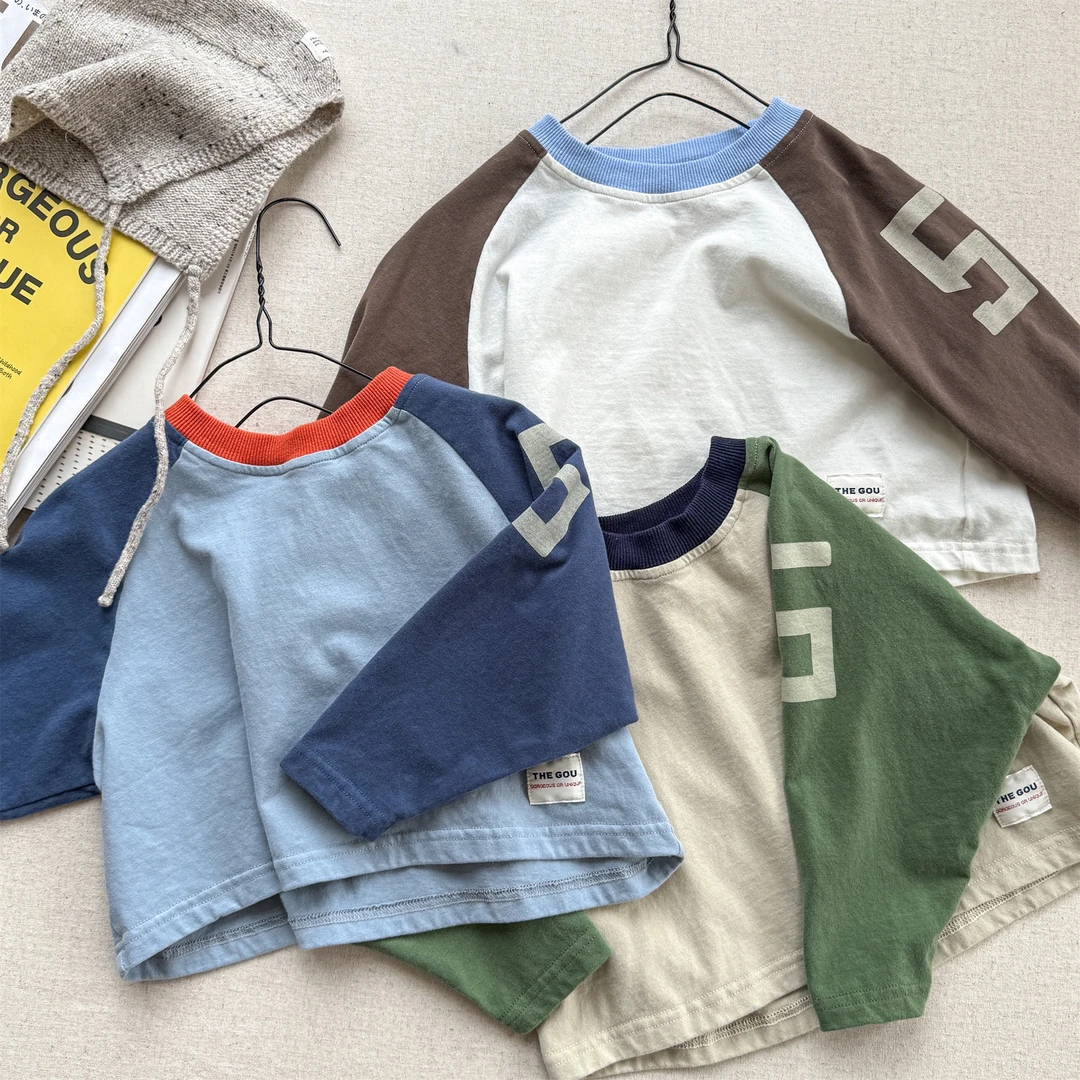 CoCoNut.儿童韩版内搭拼接休闲打底衫男童女童秋装长袖T恤宽松