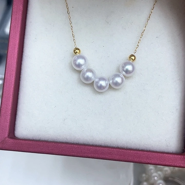 是***呀淡水珍珠18K金镶嵌颈饰