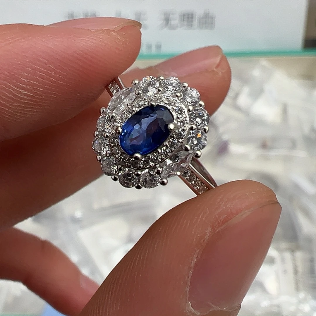 戒指银S925镶嵌蓝宝石wy118