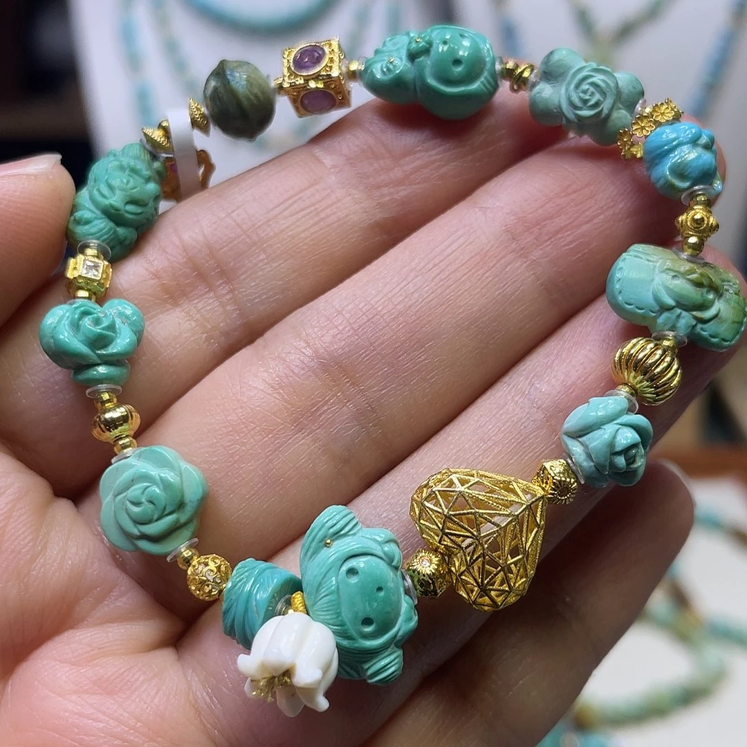 绿松石18K金镶嵌手链