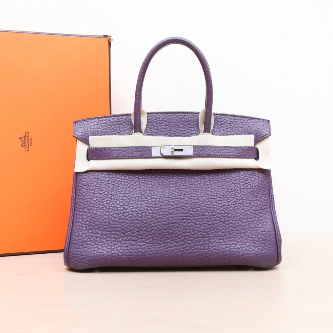 99新 Hermes/爱马仕 jf【小花Han】Birkin 30 葡萄紫 阿登皮 框O 包