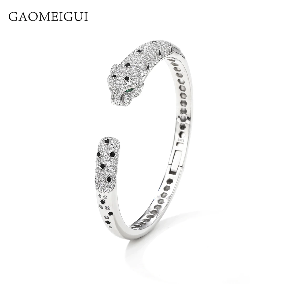 925银合成锆石手镯 新款卡家豹子手镯开口A1073
