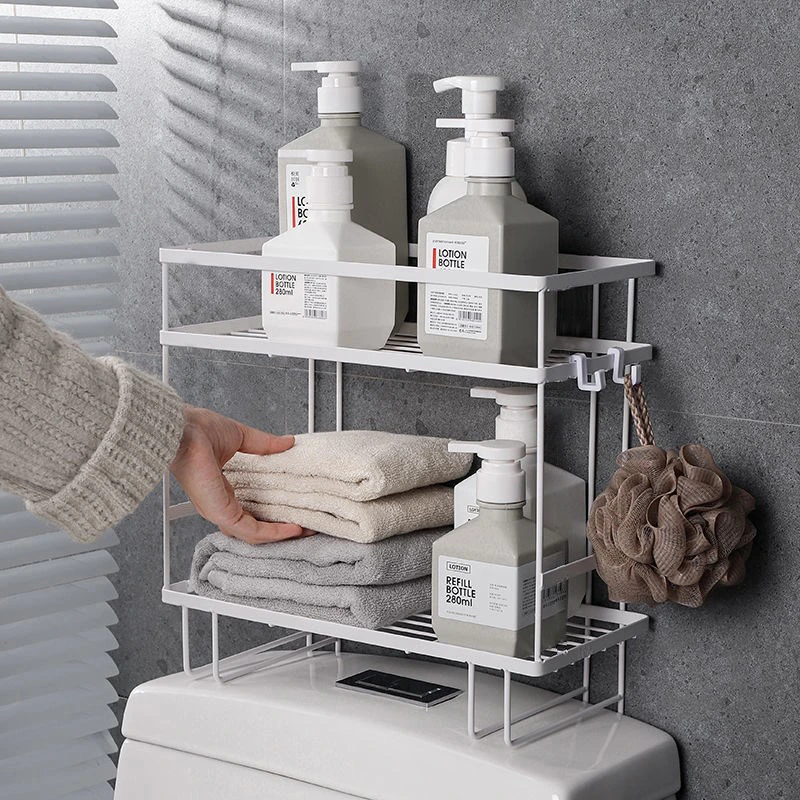 书桌双层置物架卫生间厕所马桶收纳架防潮洗手间极简家具马桶架