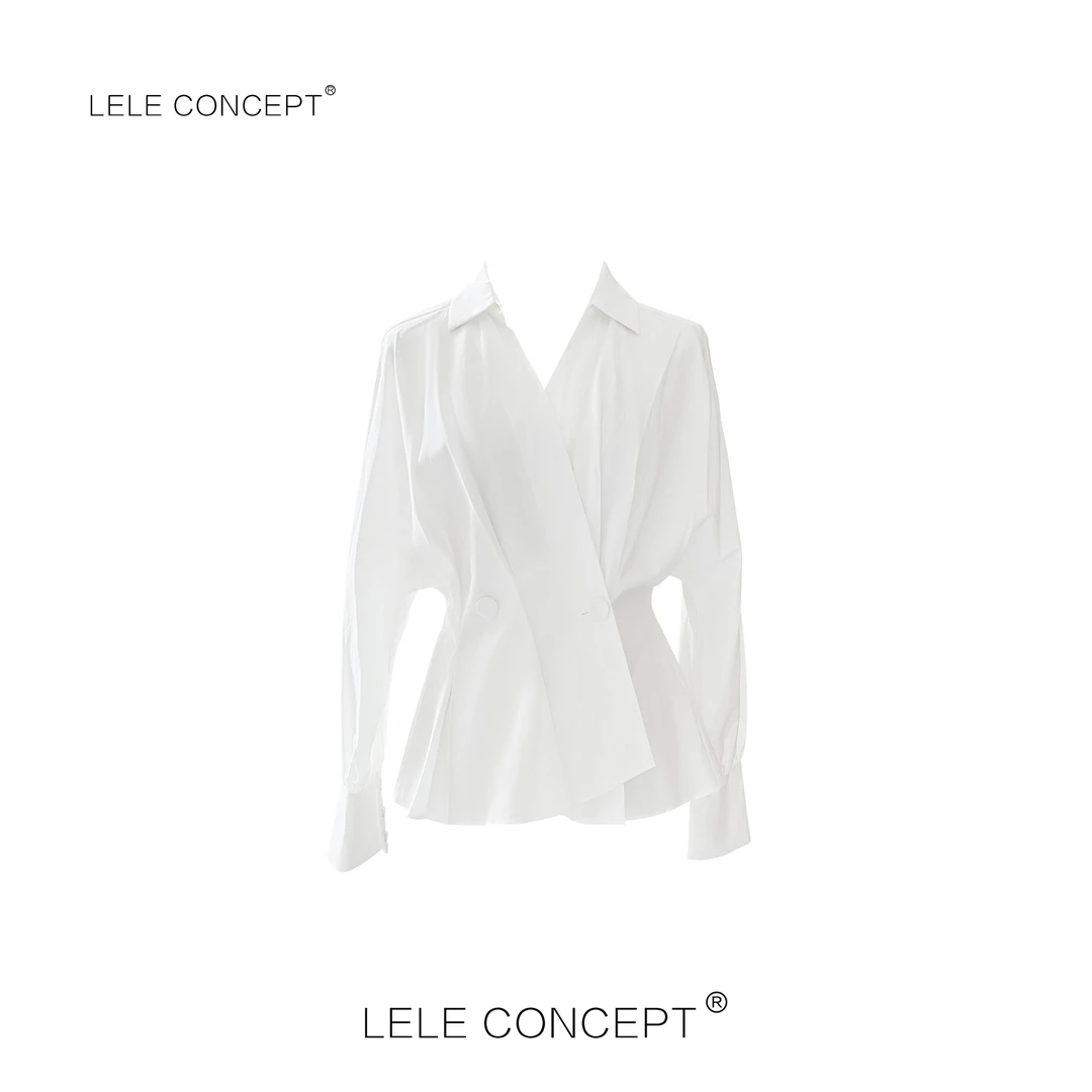 LELE CONCEPT丨「丽」新款都市气质洋气V领衬衫S1139
