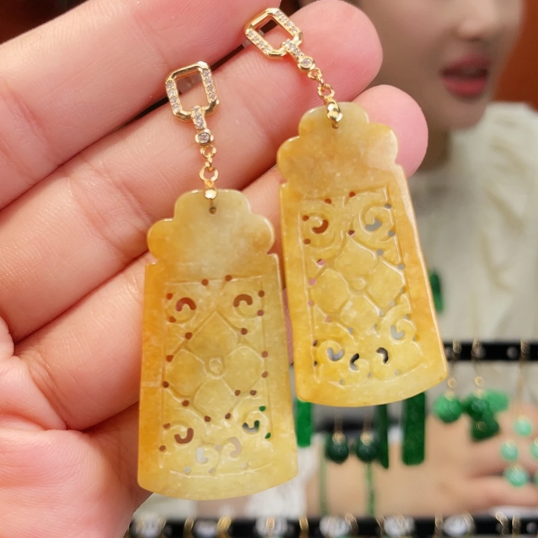 翡翠银S925镶嵌耳饰