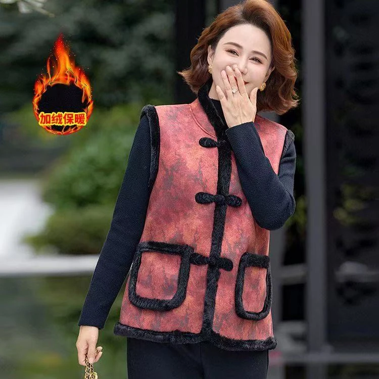 2025中老年女装加绒保暖马甲