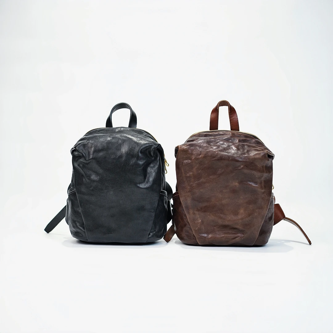 西部印像多功能拉链手提包真皮新款休闲马皮双肩包实用背包250622