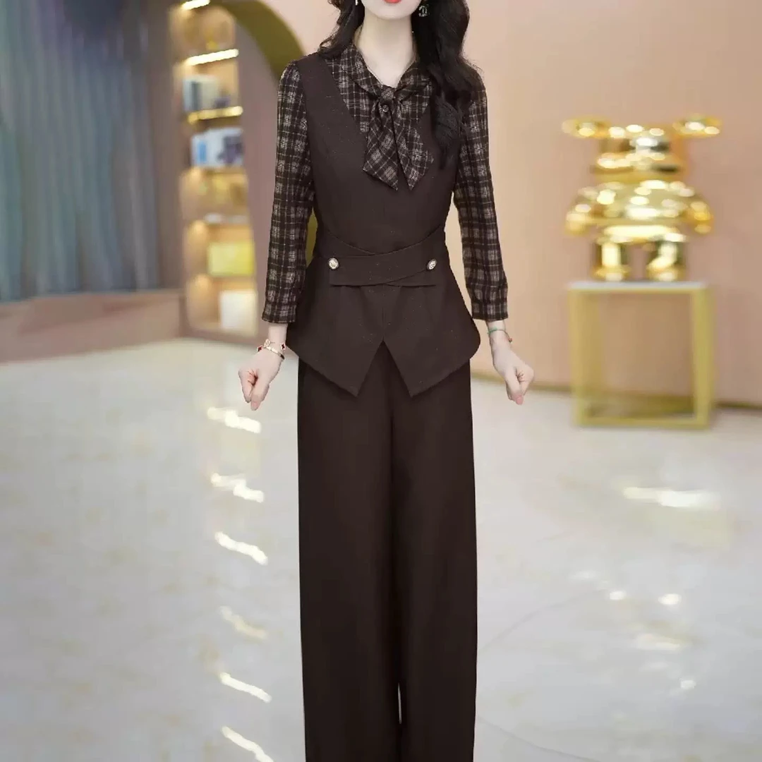 【上衣+裤子】2025秋季优雅新款气质时尚大气减龄收腰显瘦两件套裤