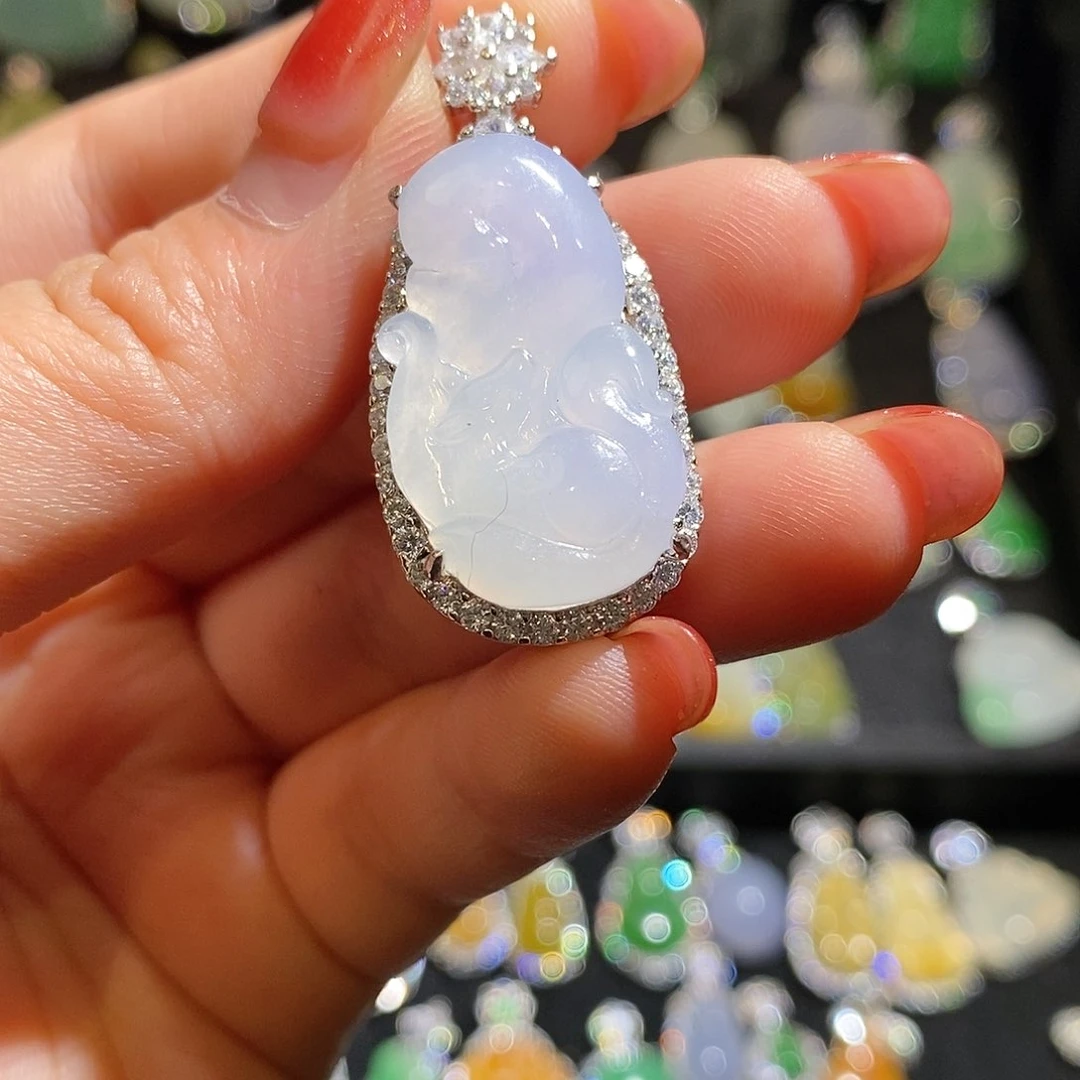 颈饰银S925镶嵌翡翠天然翡翠