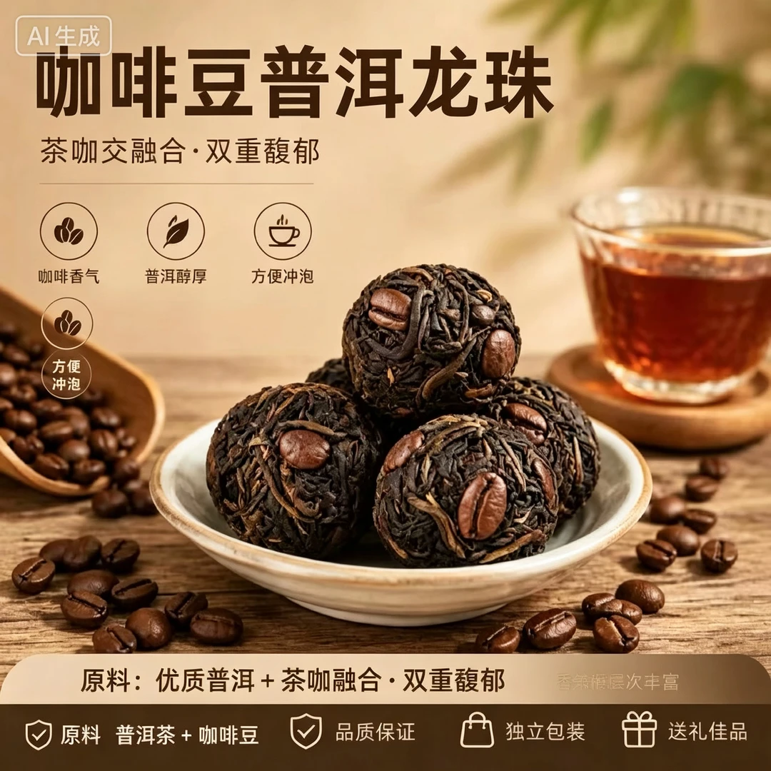 2026新茶 咖啡普洱龙珠 中西结合 一颗一泡方便携带 支持试喝