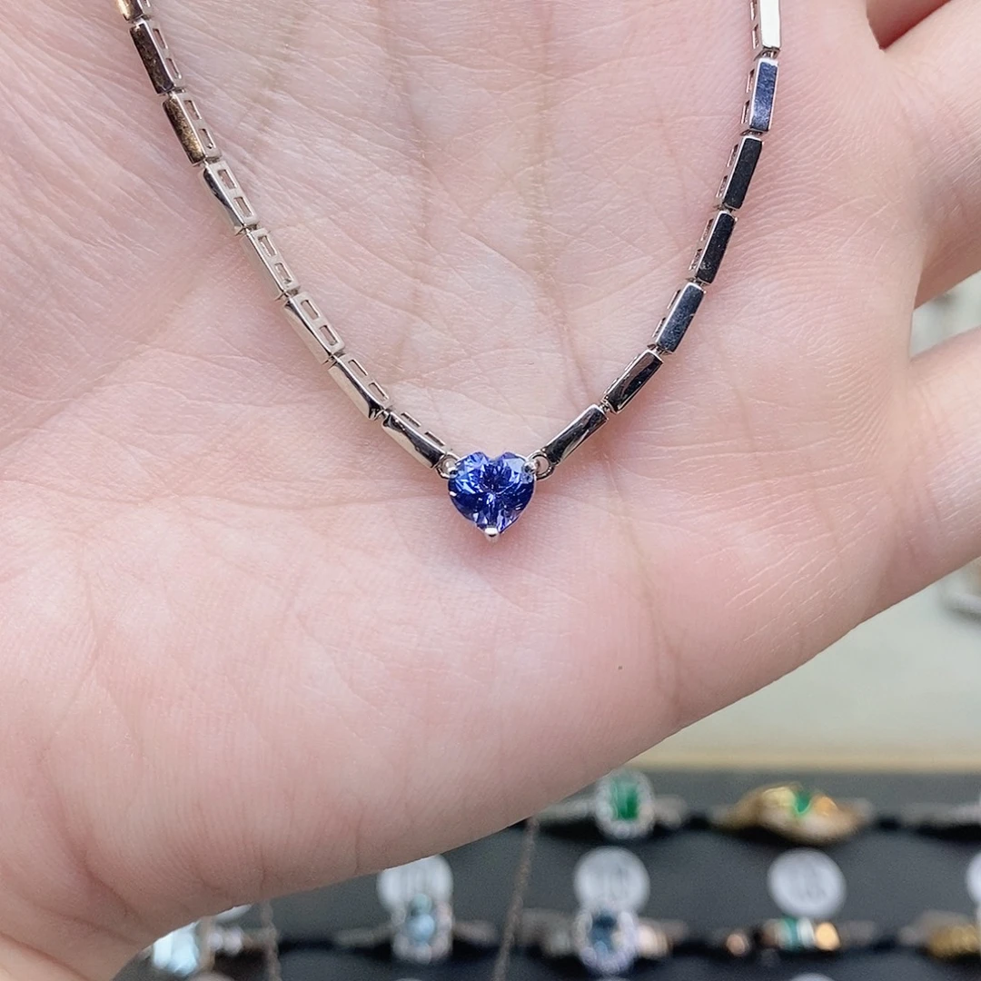 颈饰坦桑石银S925镶嵌